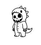 Boneman Skull Dino Hoodie - Grijs