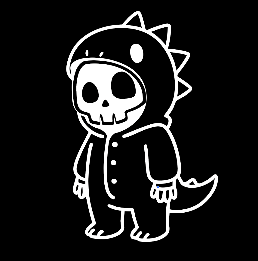 Boneman Skull Dino T-shirt - Zwart