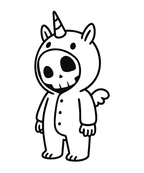 Boneman Skull Unicorn Sweater - Wit