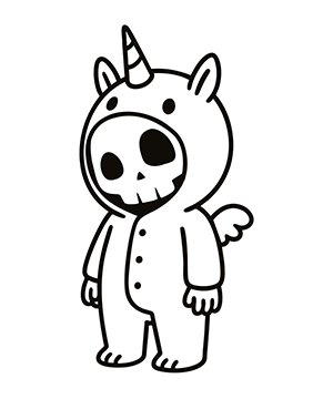 Boneman Skull Unicorn Sweater - Wit