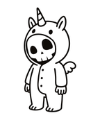 Boneman Skull Unicorn Hoodie - Wit