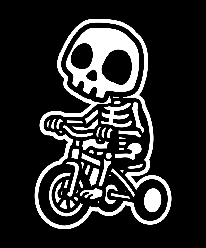 Boneman Skull Tricyle T-shirt - Zwart