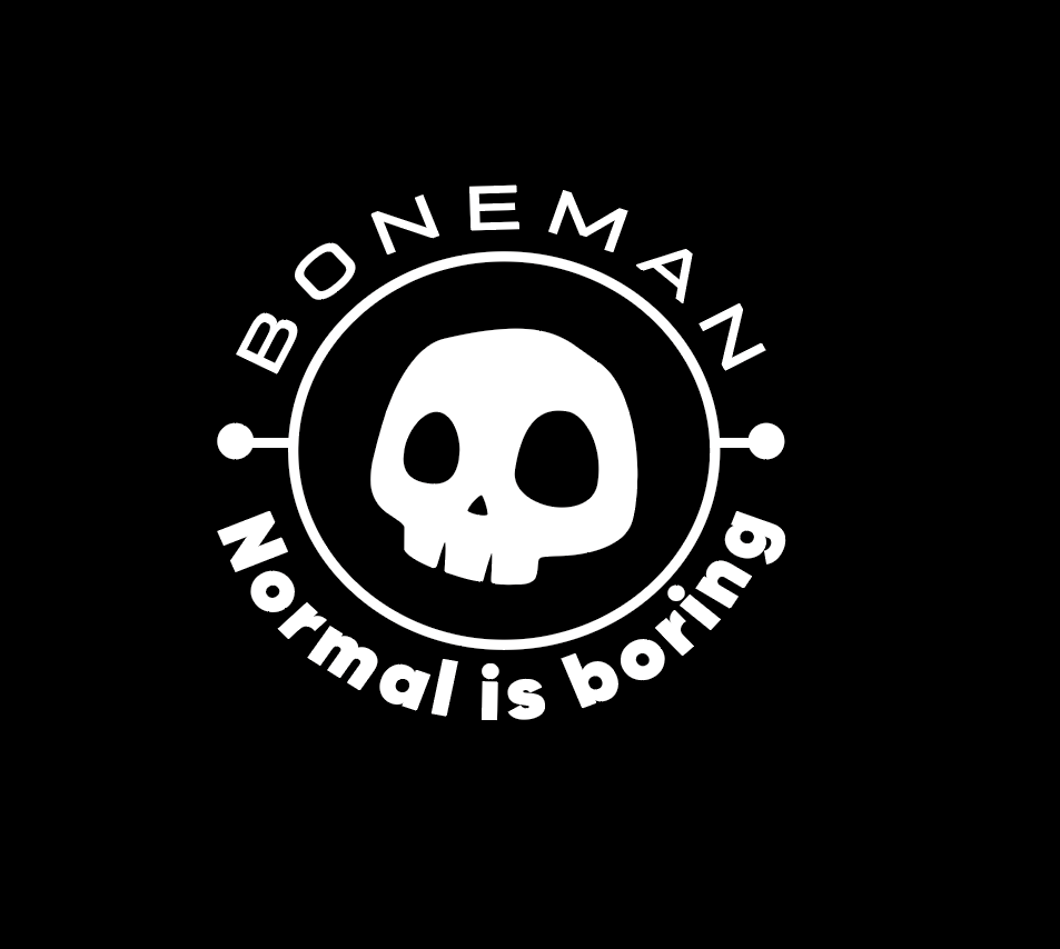 Boneman Zwart T-shirt - Skull borstlogo groot