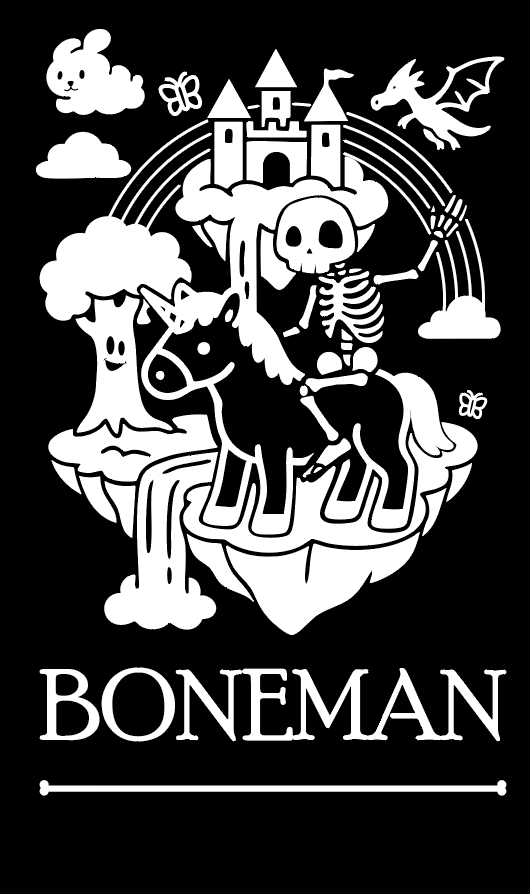 Boneman Skull Unicorn Hoodie - Zwart