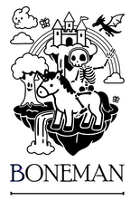 Boneman Skull Unicorn T-shirt - Wit