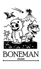 Boneman Skull Dino Hoodie - Grijs