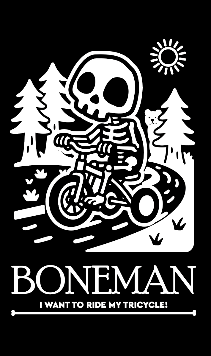Boneman Skull Tricyle T-shirt - Zwart