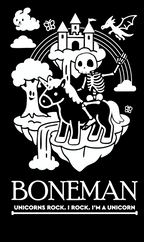 Boneman Skull Unicorn T-shirt - Zwart