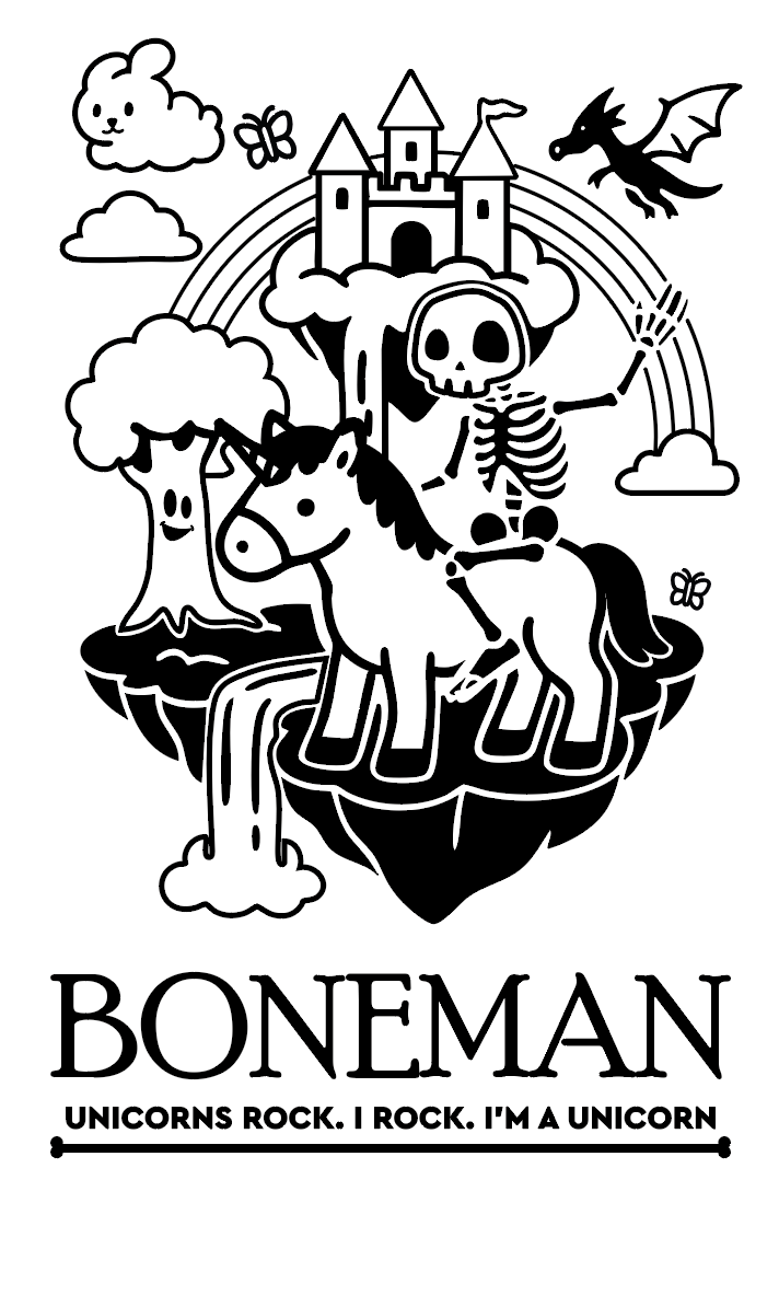 Boneman Skull Unicorn Hoodie - Grijs