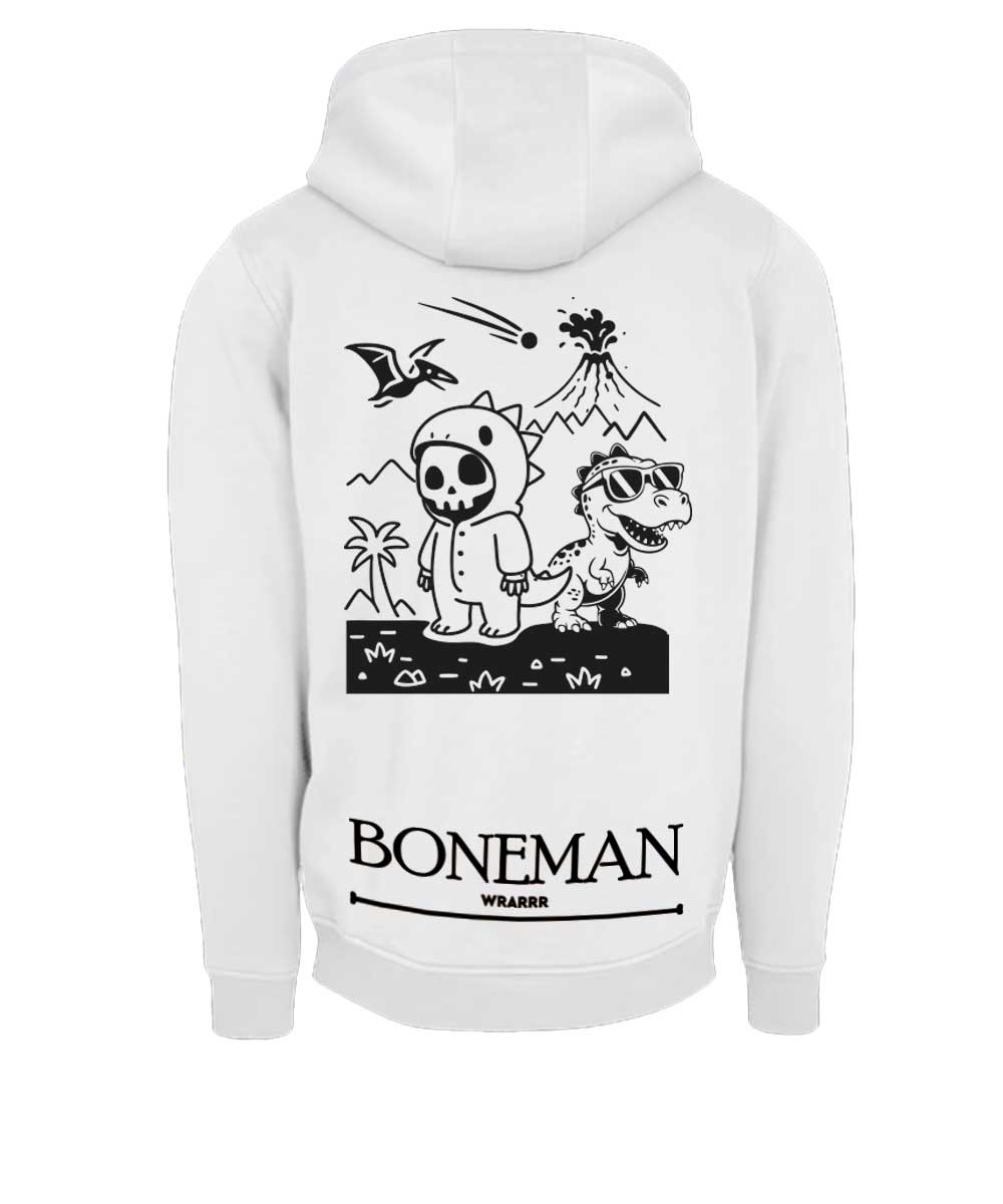 Boneman Skull Dino Hoodie - Wit