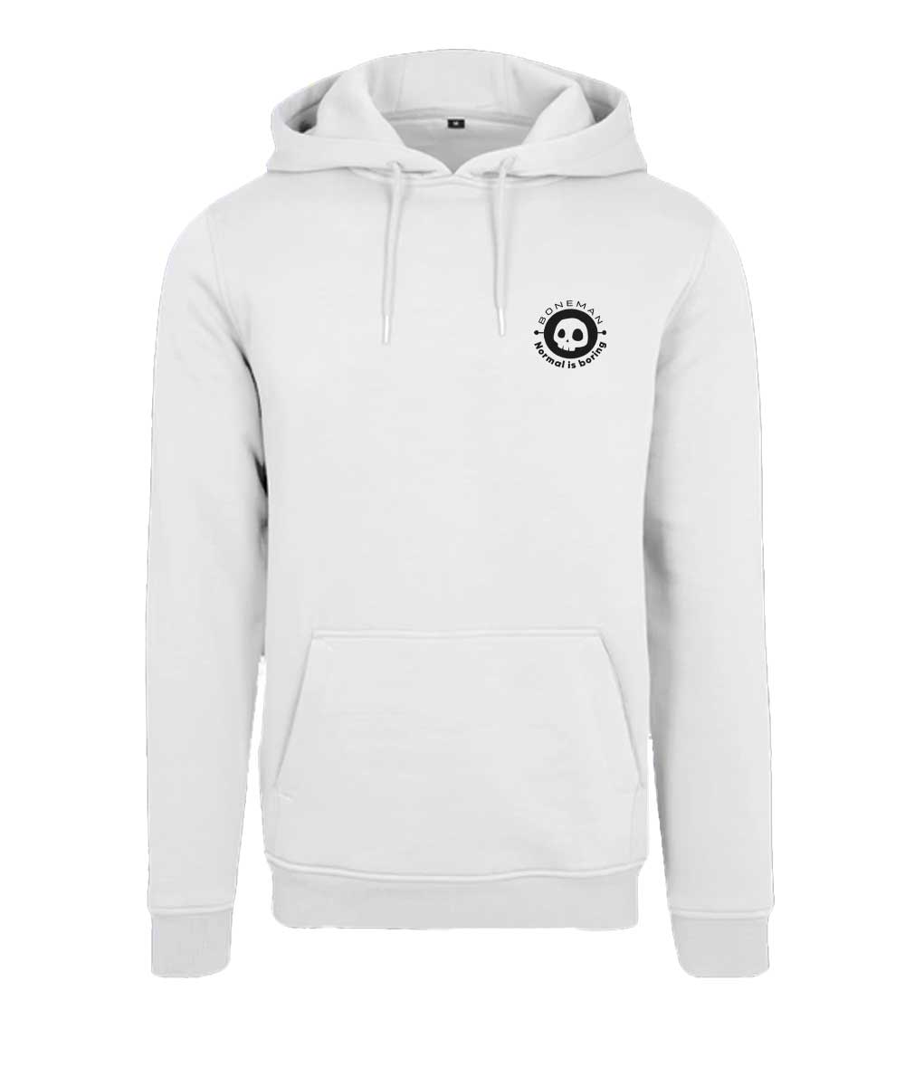 Boneman Skull and birds Hoodie Wit met borstlogo