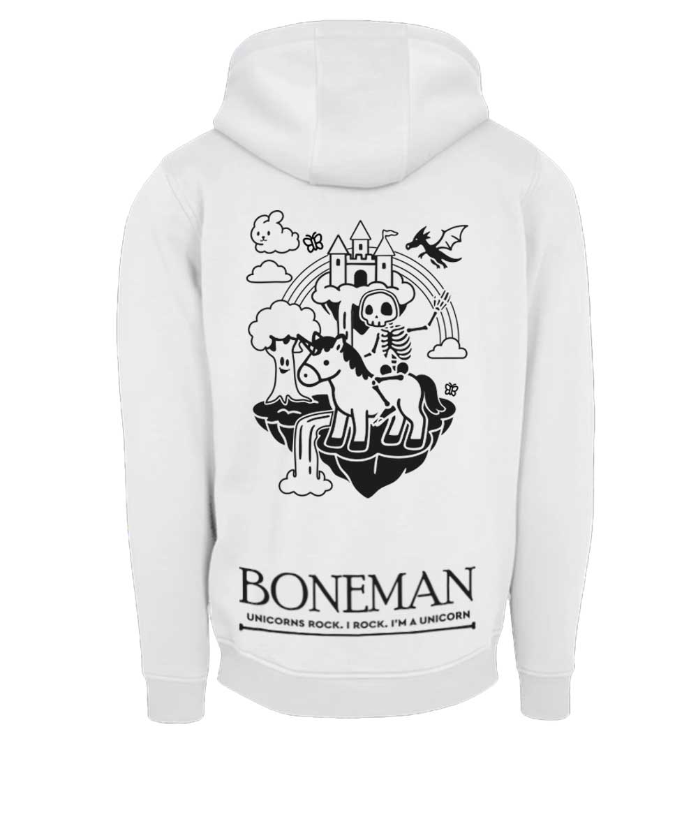 Boneman Skull Unicorn Hoodie - Wit