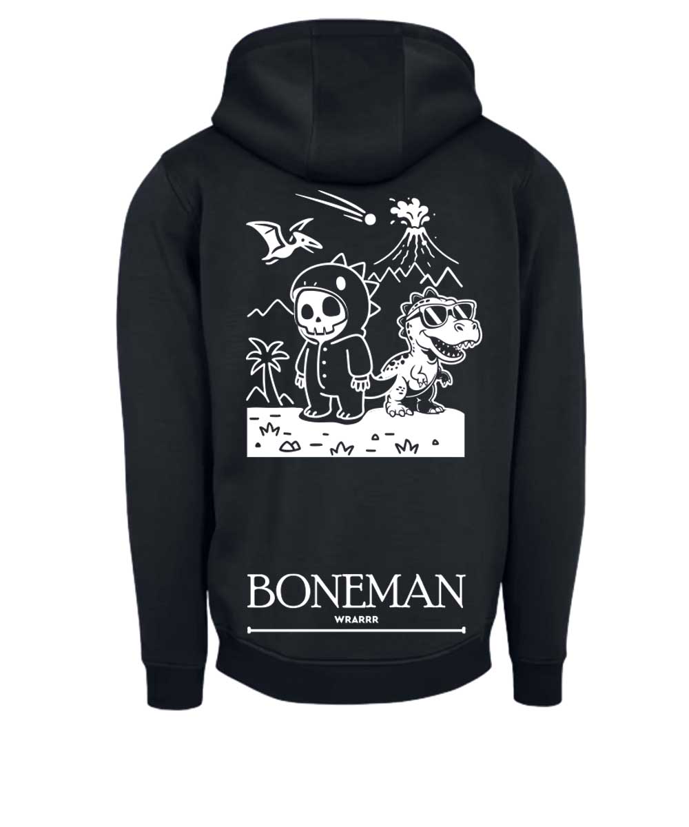 Boneman Skull Dino Hoodie - Zwart