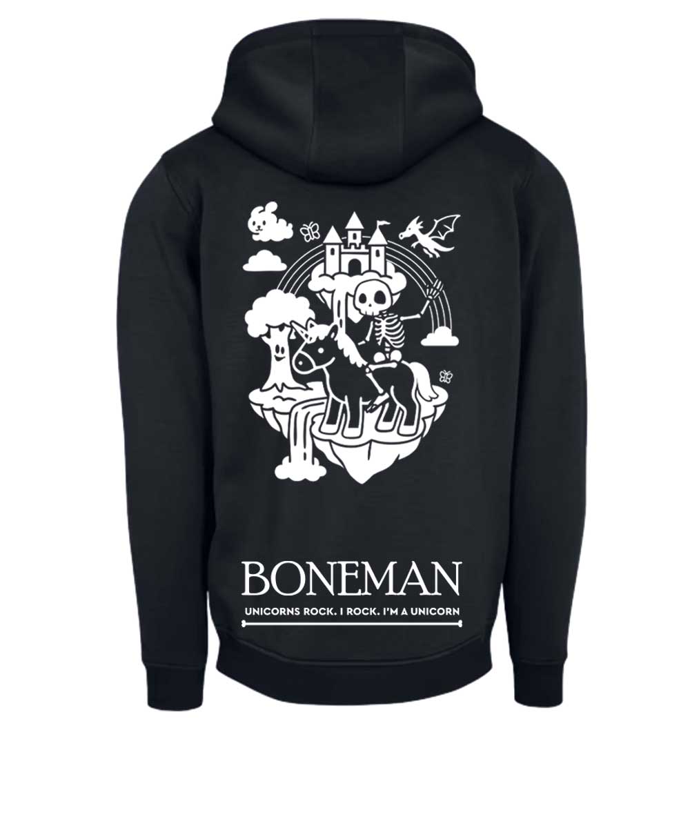 Boneman Skull Unicorn Hoodie - Zwart