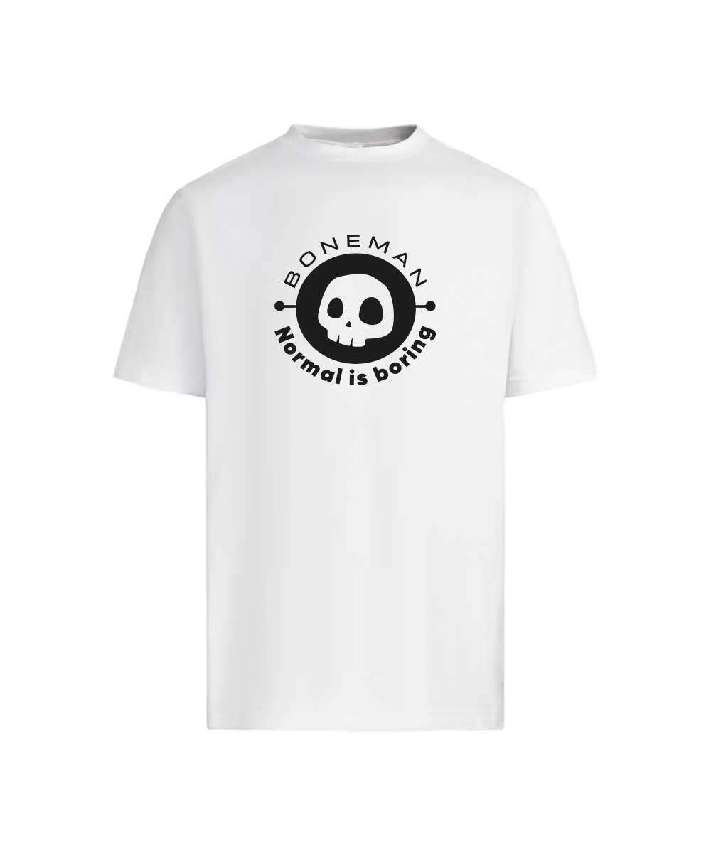 Boneman Wit T-shirt - Skull borstlogo groot