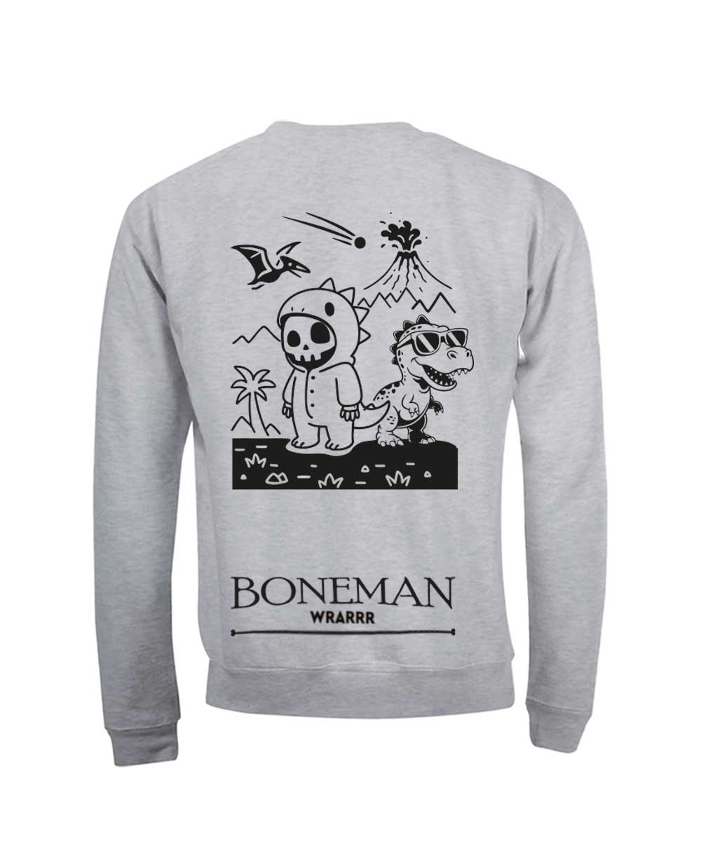 Boneman Skull Dino Sweater - Grijs