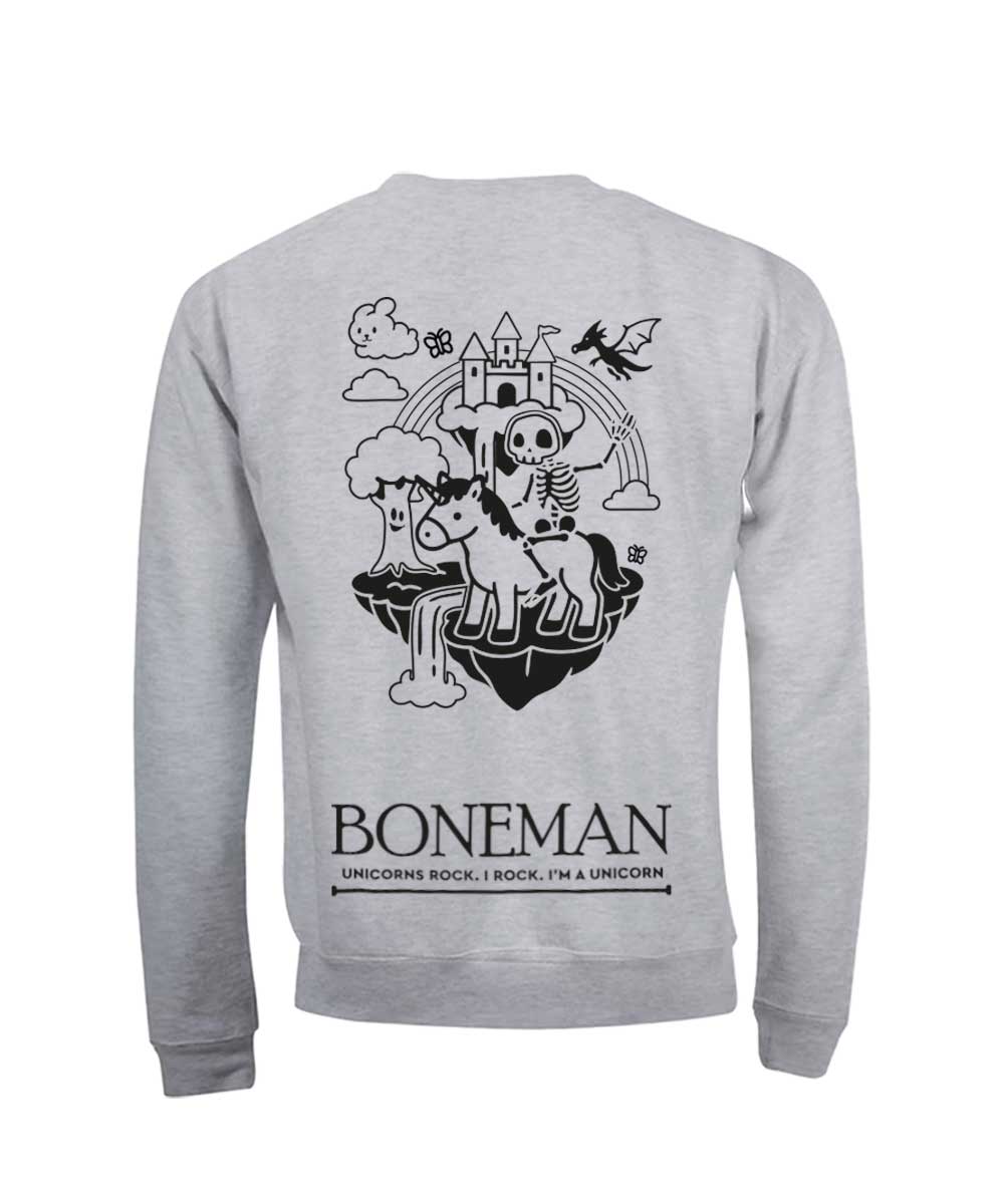 Boneman Skull Unicorn Sweater - Grijs
