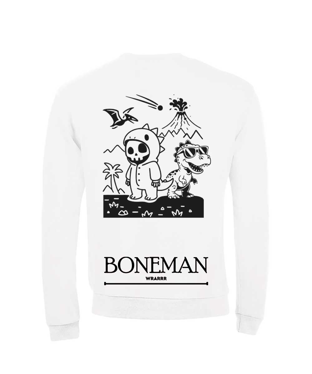 Boneman Skull Dino Sweater - Wit