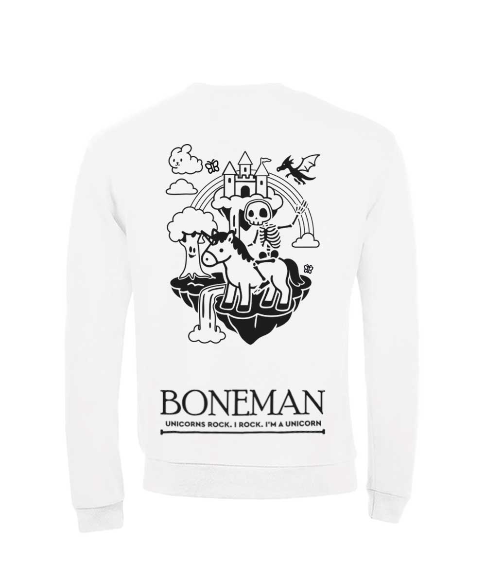 Boneman Skull Unicorn Sweater - Wit