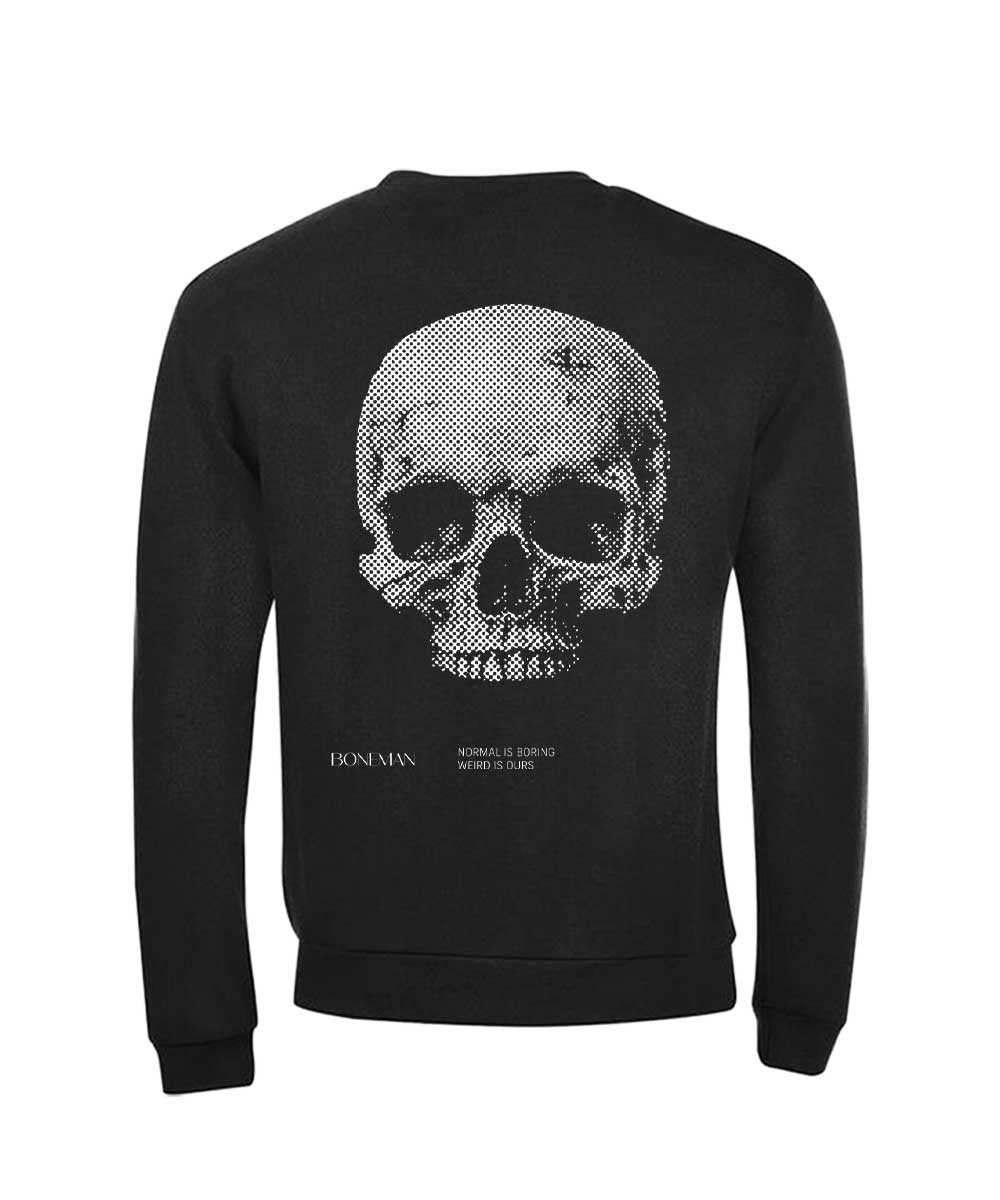 Boneman Skull Screenprint Sweater - Zwart