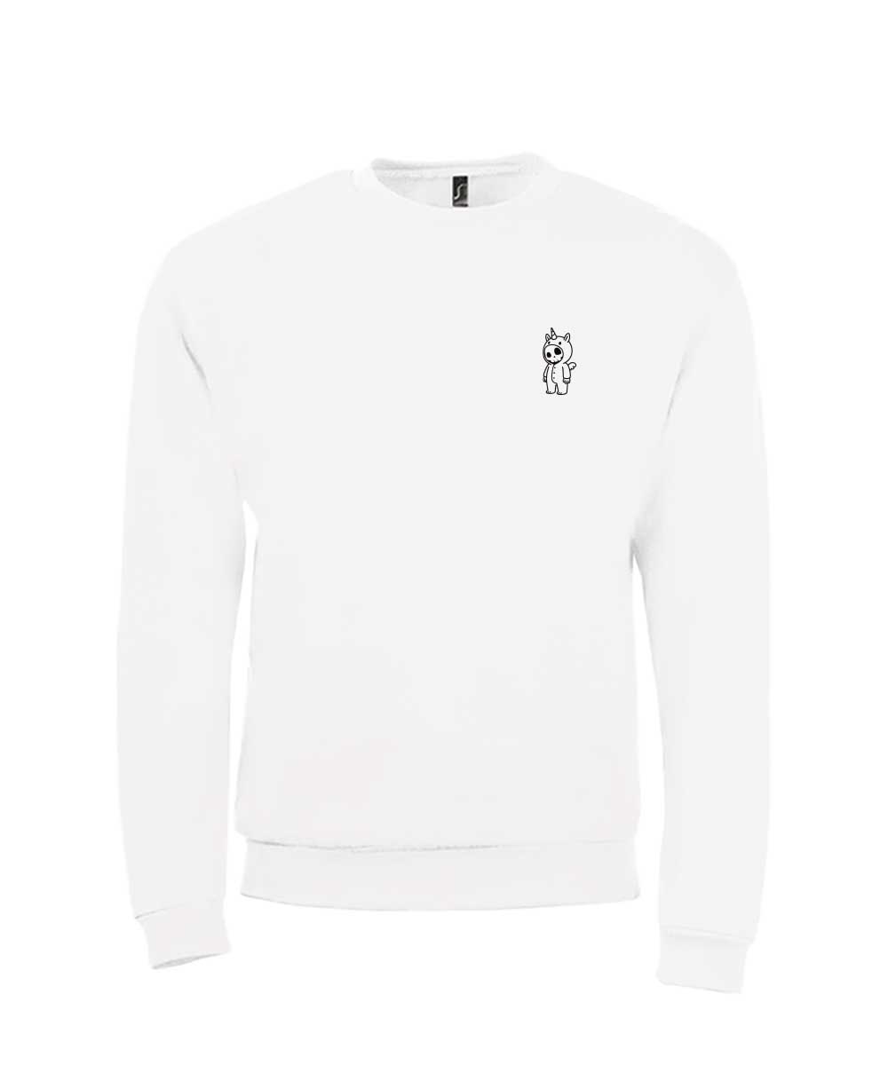 Boneman Skull Unicorn Sweater - Wit