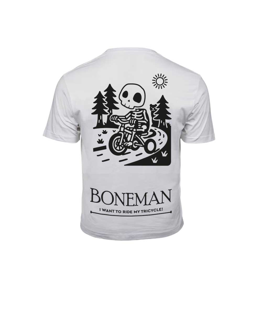 Boneman Skull Tricycle T-shirt - Wit