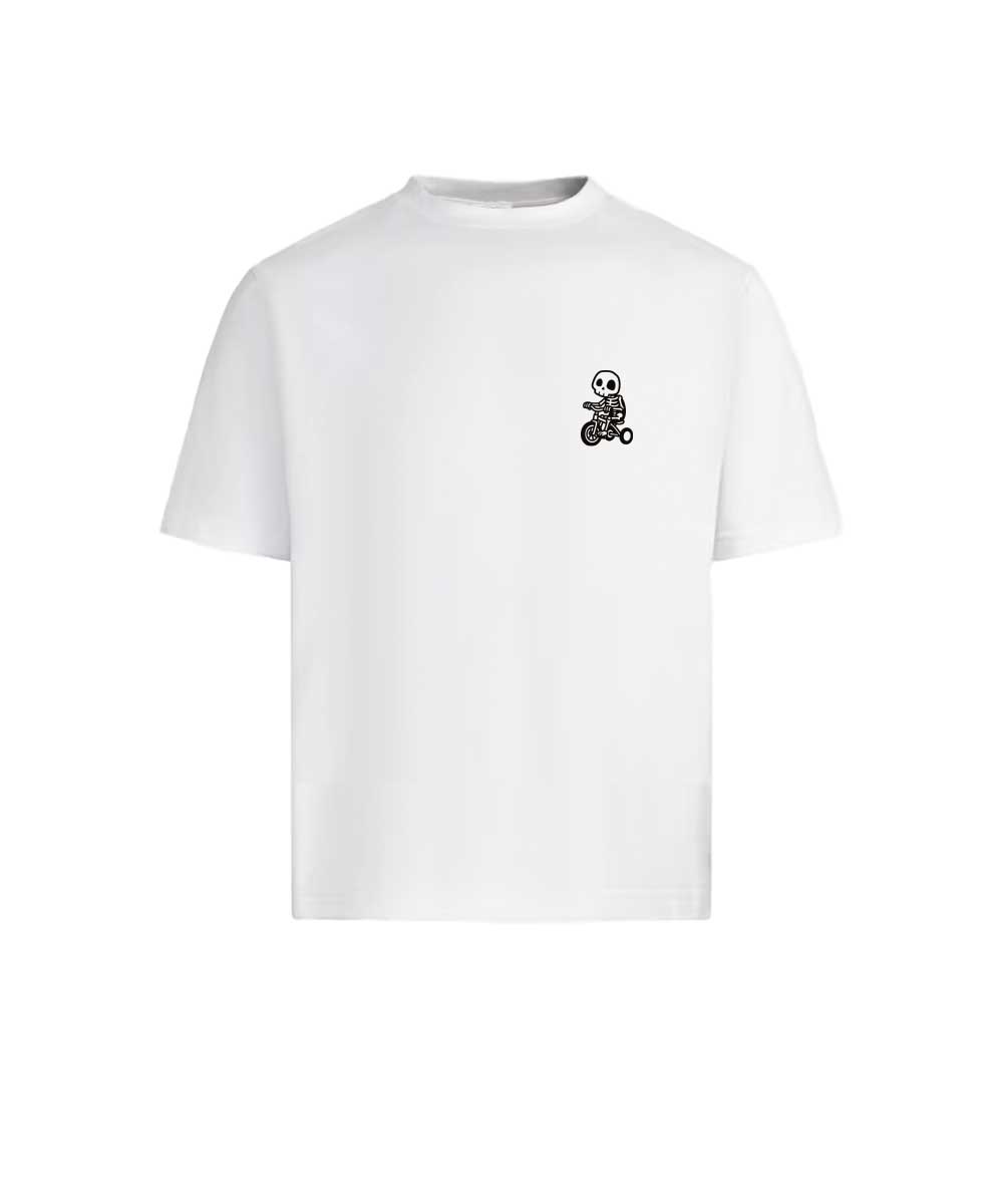 Boneman Skull Tricycle T-shirt - Wit