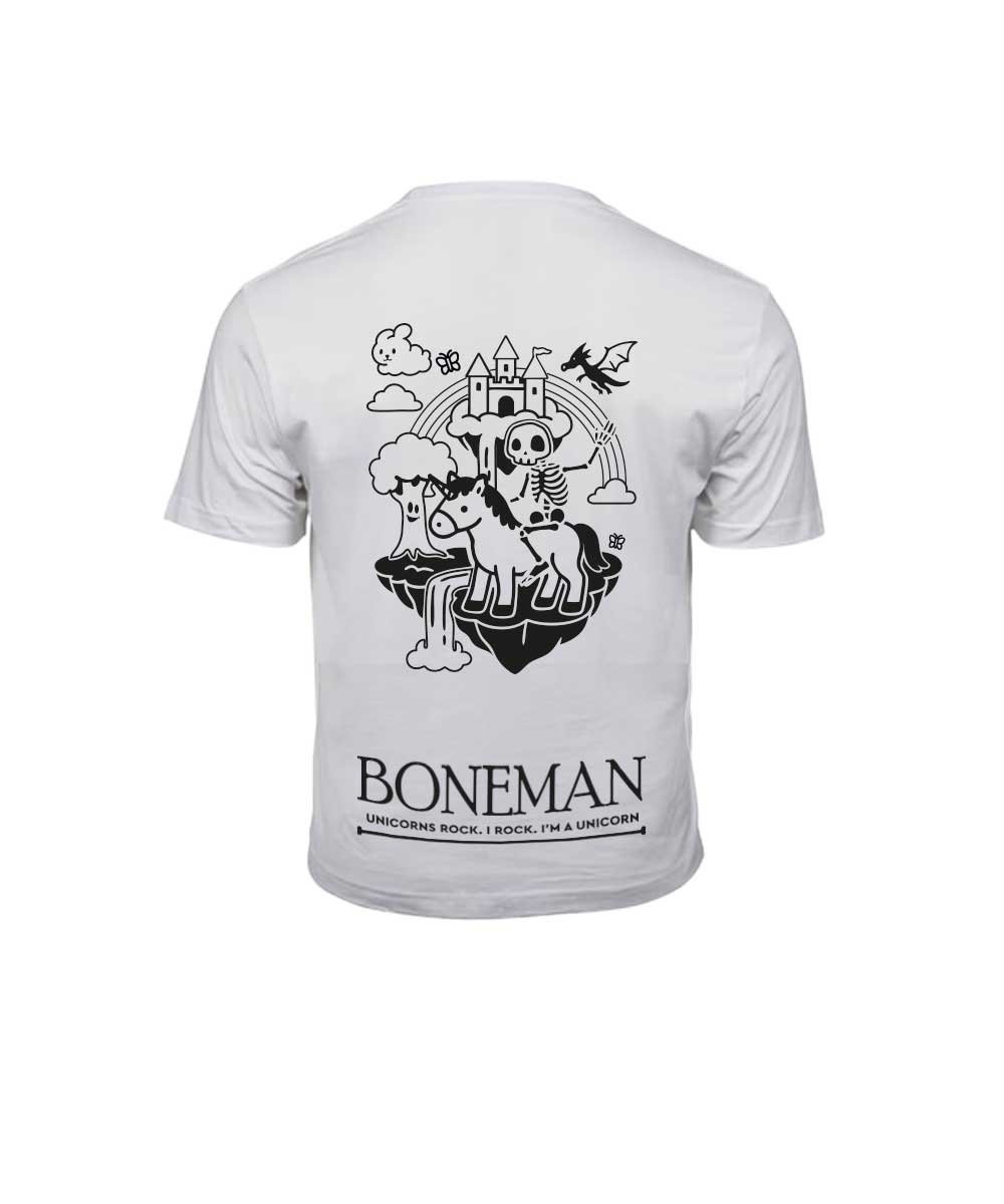 Boneman Skull Unicorn T-shirt - Wit